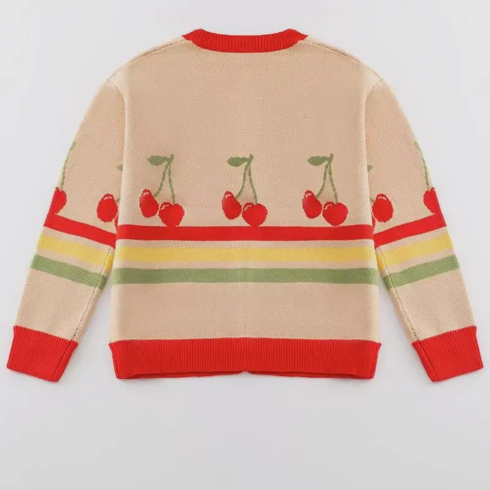 Cherry Patterned Cardigan Sweater - image 2